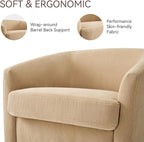 Swivel Barrel Accent Chairs Set of 2, Round Chenille Fabric Living Room Arm - Image 3