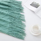 BOURINA Dark Cyan Throw Blanket 50 x90 Inches Textured Solid Soft Sofa Throw - Image 7