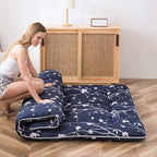 MAXYOYO Navy Floral Printed Japanese Floor Mattress Rustic Style Futon Mattress - Image 5