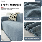 DREAMINGO Modern Minimalism Grayish Blue Couch Cover Sectional Sofa Covers - Image 3