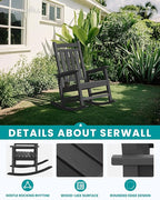 SERWALL Outdoor Rocking Chair Set of 2, HDPE Rocking Chair - Image 5