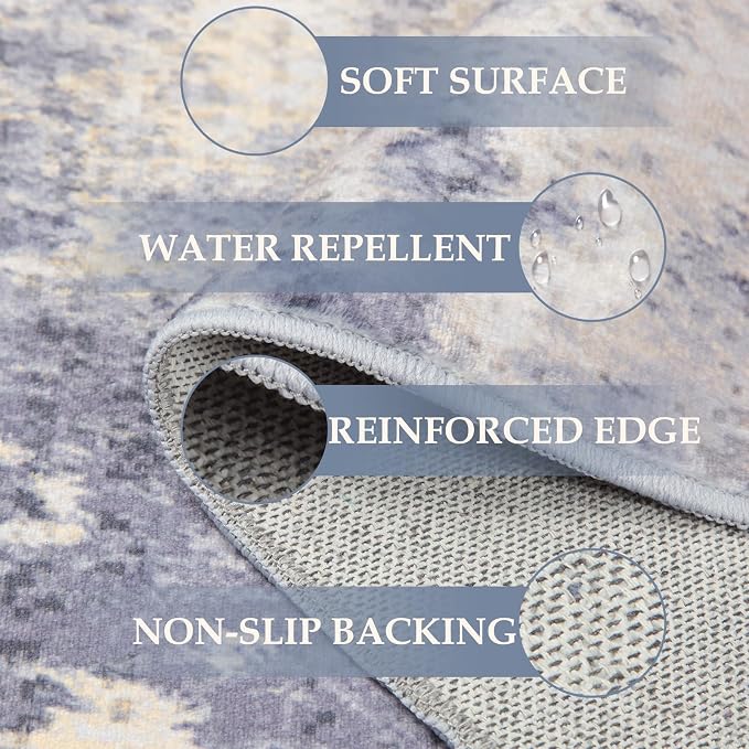 RELEANY Washable Area Rugs 6'x9' Non-Slip Modern Abstract Soft - Image 2