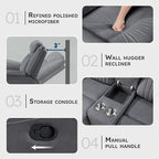 Lexicon Manual Double Reclining Loveseat, Polished Microfiber Manual Wall - Image 3