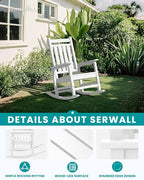 SERWALL Oversized Outdoor Rocking Chair Set of 4, HDPE Rocker - Image 3