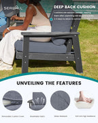 SERWALL HDPE Outdoor Furniture Set, 7 Piece All Weather Wood-Like Outdoor Sofa - Image 3