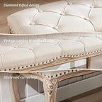 Cozyman Bedroom Bench, French Vintage Tufted Entryway Bench, 45.2" Carving - Image 4