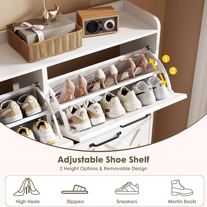 Nicetree Shoe Cabinet with 4 Flip Drawers, Freestanding Shoe Organizer Cabinet - Image 7