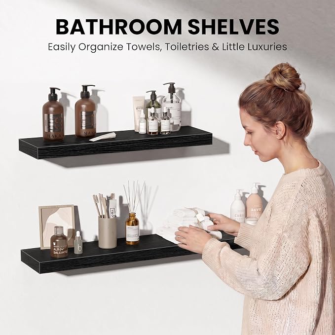Fun Memories 16 Inch Floating Shelves Wall-Mounted, Engineered Wood Wall Shelves - Image 5