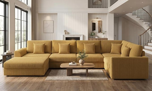 146" Modular Sectional Sofa, Oversized U Shaped Couch, Convertible Sleeper Sofa by smilesun