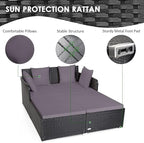 Tangkula Outdoor Rattan Daybed, Sunbed Wicker Furniture w/Spacious Seat - Image 6
