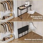 WOHOMO Folding Desk, 39.4" Narrow Writing Foldable Desk, Space-Saving Laptop - Image 5