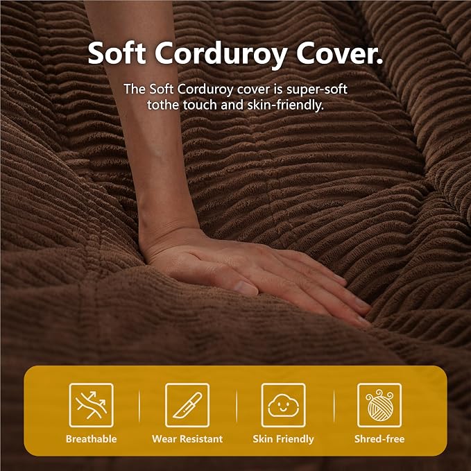 N&V Mid Century Armless Floor Sofa, Soft Premium Corduroy Lounge Chair - Image 8