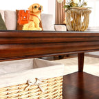 Coffee Table with Tempered Glass Top and Storage Shelf, Farmhouse Living Room - Image 7