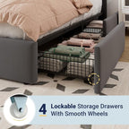 Allewie Full Size Storage Bed Frame, Vertical Channel Tufted Adjustable - Image 5