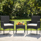 DUMOS 3 Piece Patio Furniture Set, All-Weather Outdoor Wicker Chairs - Image 2
