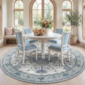 RELEANY Area Rugs Round 7ft Washable Non-Slip, Floral Vintage Distress Print by RELEANY