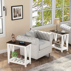 ChooChoo Farmhouse End Table Set of 2, Rustic Vintage Narrow End Side Table - Image 5