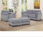 HAOMARKETS Corduroy 4-Piece Sofa Set, Upholstered Ottoman Set of 2, Accent by HAOMARKETS