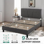 Novilla Queen Size Bed Frame Upholstered Platform Queen Bed Frame - Image 5