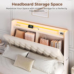 Full LED Velvet Bed Frame with 2 Storage Drawers&Hidden Headboard, Upholstered - Image 4