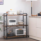 HCHQHS Bookshelf, 3-Tier Industrial Bookcase, Rustic Open Book Shelf, Wood and - Image 7