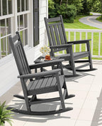 KINGYES Oversized Outdoor Rocking Chair Set of 4, All-Weather Patio Rocking - Image 2