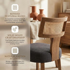 HNY Mid Century Modern Rattan Dining Chairs Set of 6, Farmhouse Linen - Image 4