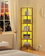 TUTOTAK Corner Shelf with LED Light, 6-Tier Corner Bookshelf - Image 6