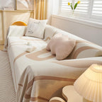 VClife Soft Chenille Couch Cover Modern Khaki Tan Beige Stripe Sofa Slipcover - Image 9