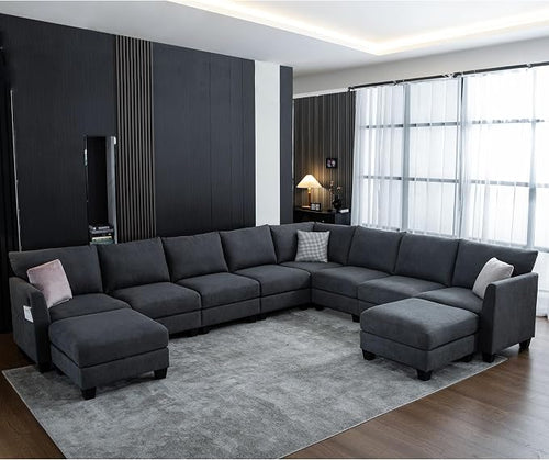 150.4" Large Sectional Couches for Living Room, 8 Seater L Shaped Modular by ZXDesign