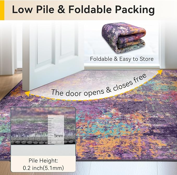 RELEANY Washable Area Rugs 7'x9' Non-Slip Modern Abstract Soft - Image 6