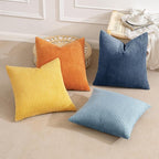 MIULEE Pack of 4 Blue-Orange Corduroy Decorative Throw Pillow Covers 18x18 Inch - Image 3