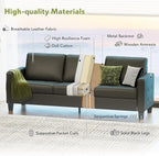 STHOUYN Black Faux Leather 3 Seater Sofa and Accent Chair Set of 2, Modern - Image 3