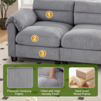 HAOMARKETS Corduroy Sofa Set, Upholstered Ottoman Footrest, Modern Living Room - Image 4