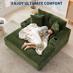 IDEALHOUSE 60" Oversized Chaise Lounge Chair Indoor, Comfy Corduroy Lounge Sofa - Image 6