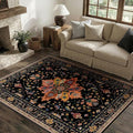 RELEANY Area Rugs 4'x6' Washable Non-Slip, Floral Vintage Distress Print by RELEANY