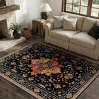 RELEANY Area Rugs 4'x5' Washable Non-Slip, Floral Vintage Distress Print - Image 3