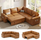 85 Inch Faux Leather Modular Sectional Sofa by Unknown