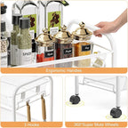TOOLF 3-Tier Metal Rolling Cart, Mesh Wire Easy Assemble Utility Cart, Storage - Image 4
