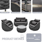 TWT 6-Piece Aluminum Patio Furniture Set, Olefin Rope Modern Outdoor - Image 5
