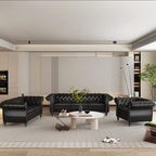 3 Piece Living Room Set, Chesterfield Leather Sofa Loveseat Couch Chair by ORRD