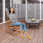 VINGLI Wooden Rocking Chair Outdoor, Patio Rockers - Image 2