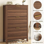 YOMILUVE Shoe Cabinet Storage for Entryway, Fluted Shoe Cabinet - Image 6