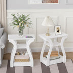 FROMJBEST End Tables Living Room Set of 2, End White Table by FROMJBEST