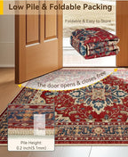 RELEANY Area Rugs Square 4ft Washable Non-Slip, Floral Vintage Distress Print - Image 3