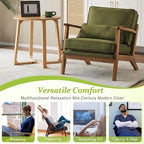 VINGLI Solid Wood Wide Armrests Accent Chair, Upholstered Mid Century Modern - Image 7