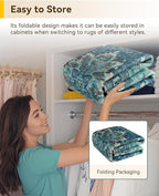 RELEANY Area Rugs Round 6ft Washable Non-Slip, Floral Vintage Distress Print - Image 6