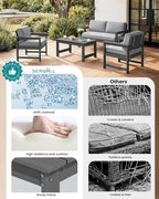 SERWALL 4 Pieces HDPE Outdoor Sofa Set - Image 9