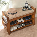 PETKABOO 2 Tier Shoe Bench, Bamboo Shoe Rack Bench, Shoe Storage Bench Organizer - Image 4