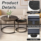 aboxoo Round Nesting Coffee Table Side Set of 2 End Tables - Image 5